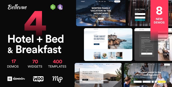 Bellevue 4.2.2 – 酒店+民宿预订日历 Hotel + Bed and Breakfast Booking Calendar Theme-WordPress精品站