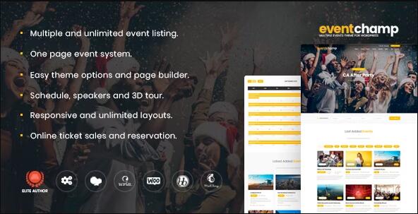 Eventchamp 2.1.2 – 多事件和会议 Multiple Event & Conference WordPress Theme-WordPress精品站