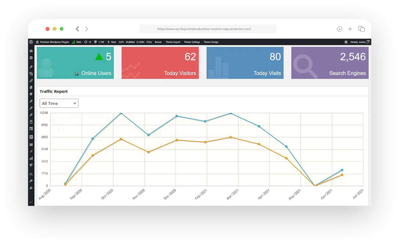 访问者流量实时统计 Visitor Traffic Real Time Statistics Pro 10.4 – 显示网站访问者和点击的分析数字的点击计数器 Hits counter that shows analytical numbers of your WordPress site visitors and hits-WordPress精品站