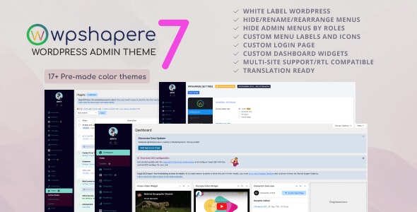 WordPress Admin Theme  7.0.3 – WPShapere – acmee-WordPress精品站