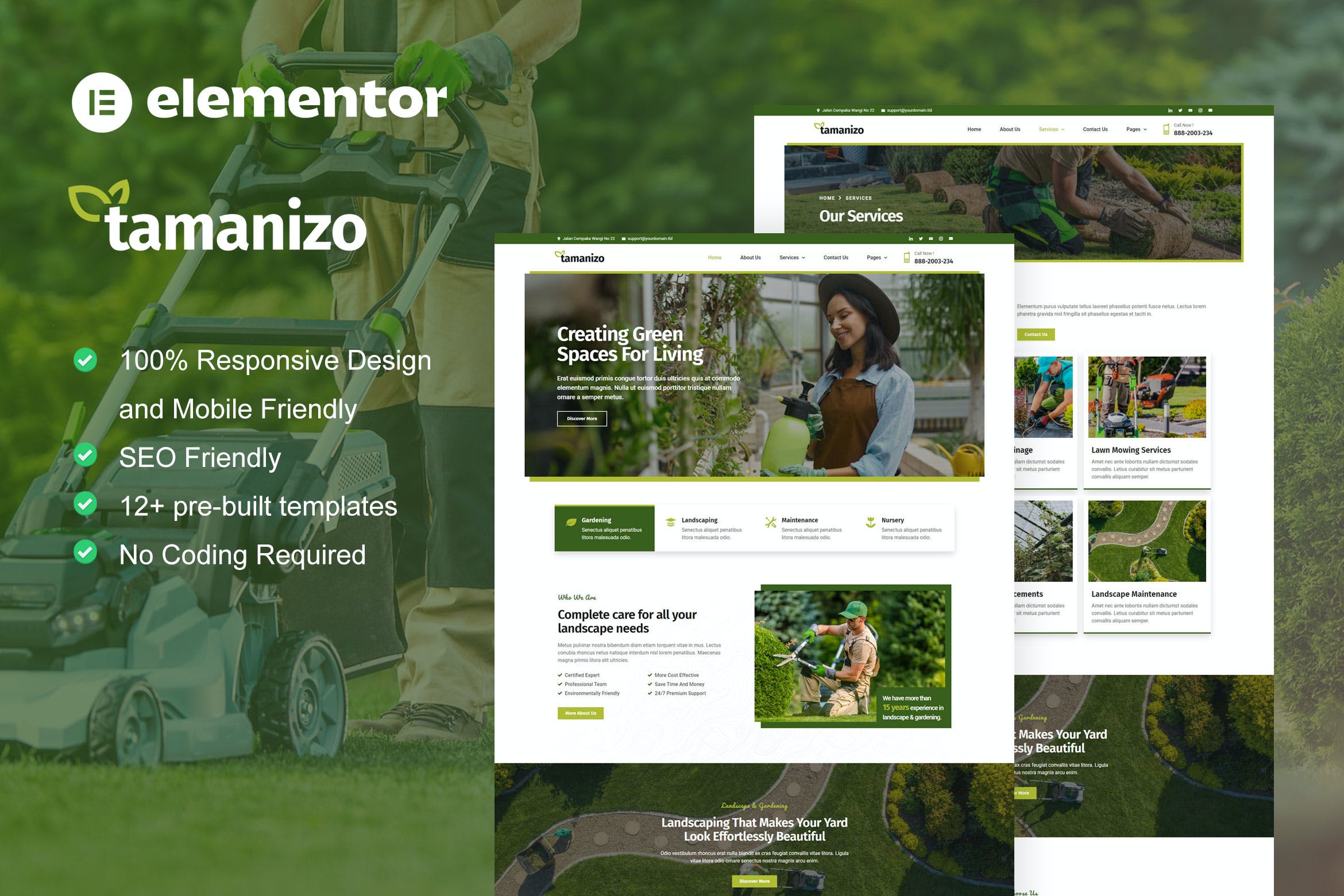 Tamanizo – 园艺与景观 Gardening & Landscape Elementor Template Kit-WordPress精品站