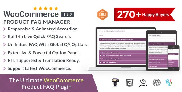 WooCommerce 产品常见问题解答管理器 Product Faq Manager 1.3.0-WordPress精品站