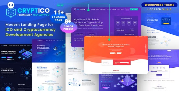 Cryptico 1.4.10 – 加密货币登陆和加密货币 ICO Crypto Landing & Cryptocurrency WordPress Theme​-WordPress精品站