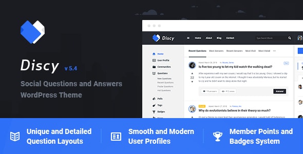 Discy 5.5.8 – 社交问答 Social Questions and Answers WordPress Theme-WordPress精品站