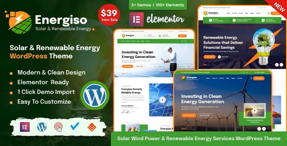 Energiso 1.0 – 太阳能和可再生能源 Solar & Renewable Energy WordPress Theme-WordPress精品站