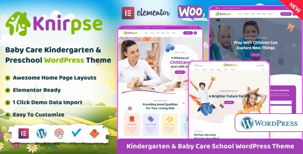 Knirpse 1.2 – 幼儿园和婴儿护理 Kindergarten & Baby Care WordPress Theme-WordPress精品站