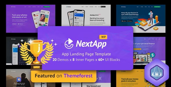 Nextapp 1.4.3.1 – App Landing Page WordPress Theme for Mobile Application Software Design & Development Site-WordPress精品站