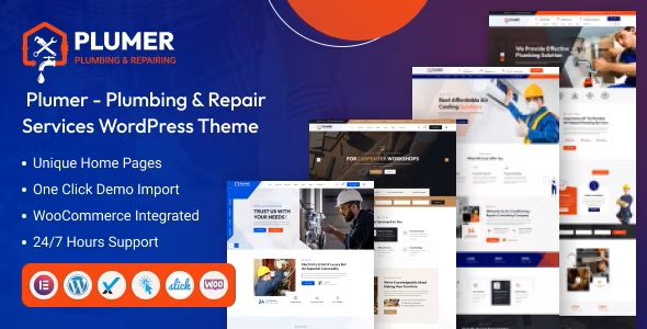 Plumer 1.0.0 – 管道和维修服务 Plumbing & Repair Services WordPress Theme-WordPress精品站