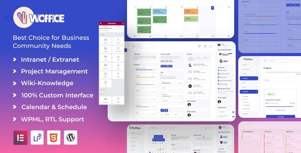 Woffice 5.2.4 – 内联网、外联网和项目管理 Intranet, Extranet & Project Management WordPress Theme-WordPress精品站