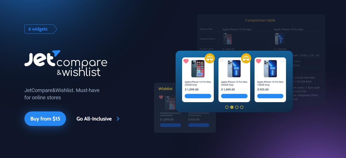 JetCompareWishlist 1.5.5 – Plugin for Elementor-WordPress精品站